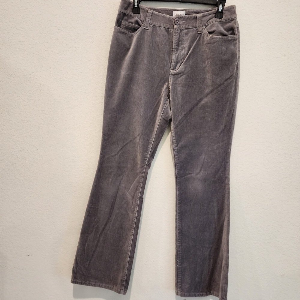 CHICO'S Silver Gray Velvet Straight Leg Pants Size 0.5 Small S 6